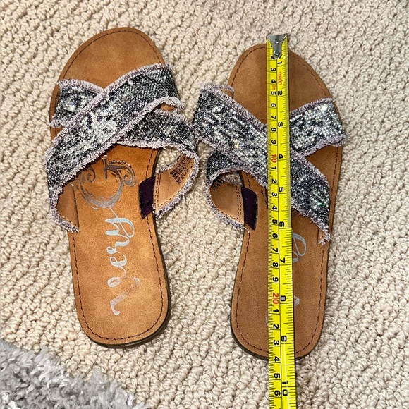 Womens size 6 sparkle sandals slip ons silver and brown flip flops - Picture 7 of 8